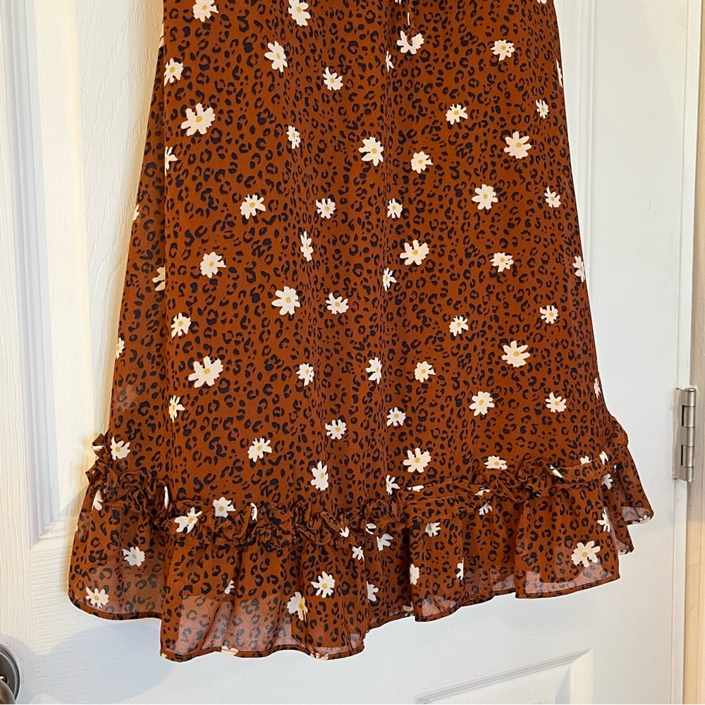 Rust Floral Ruffle Dress - Picture 4 of 5